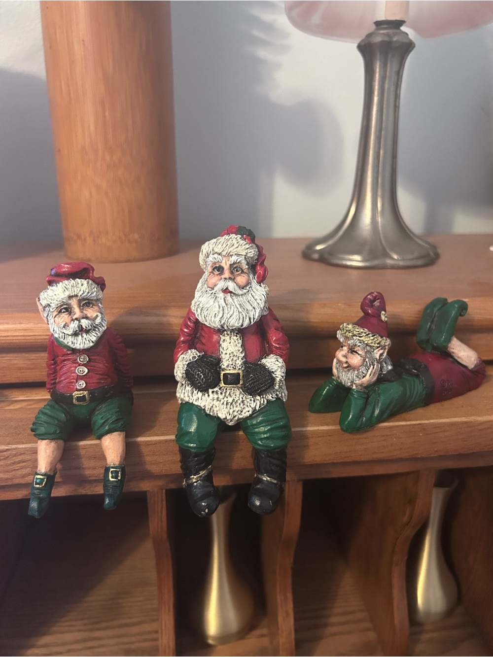 Tom Clark Decorative Santa & Elves Shelf Sitters Resin & Pecan Shell Art